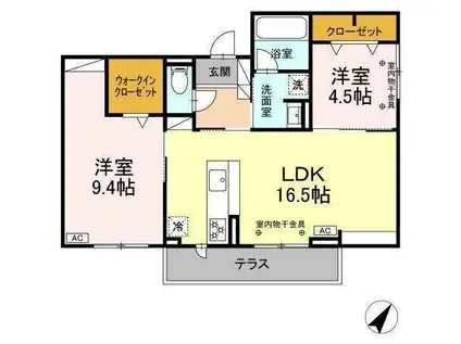 CASAMONTE(2LDK/1階)の間取り写真