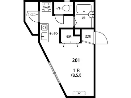PAO上石神井(ワンルーム/2階)の間取り写真