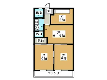 ファインシティ小川 C(3K/1階)の間取り写真