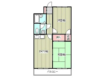 レジデンスラクダ坂(2DK/3階)の間取り写真