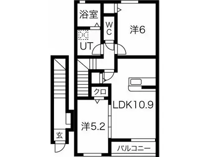 NAVIA A棟(2LDK/2階)の間取り写真