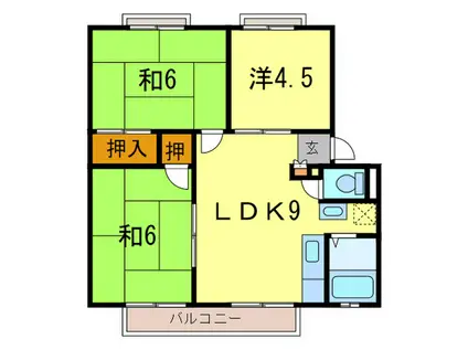 サンハイツII(3LDK/2階)の間取り写真