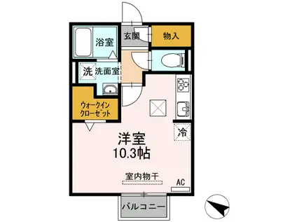 ベルウッド深池(ワンルーム/1階)の間取り写真