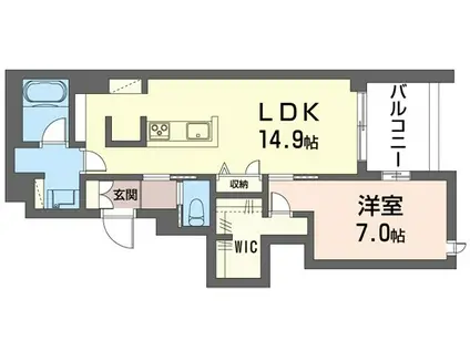 イルアーバン浦和領家(1LDK/1階)の間取り写真