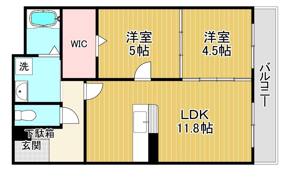 GREEN AWAY(2LDK/2階)の間取り写真