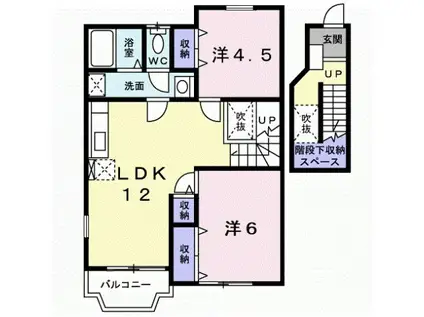 グレイスフルハウス(2LDK/2階)の間取り写真