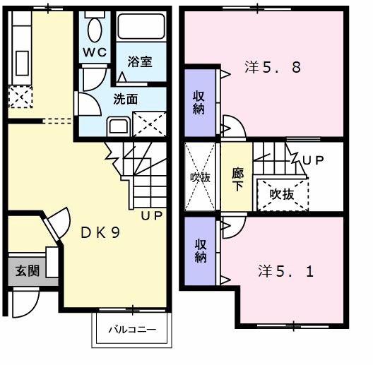 フォレスタII(2DK/1階)の間取り写真
