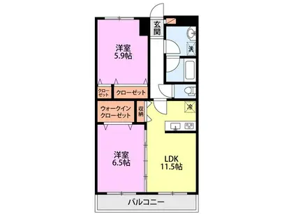 RESIDENCE HILL イースト河渡(2LDK/3階)の間取り写真