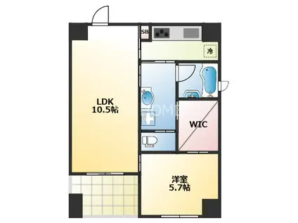 ルクレ堺筋本町レジデンス(1LDK/9階)の間取り写真