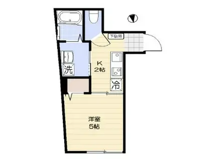 ポルトボヌール(1DK/2階)の間取り写真