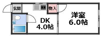 クレインズマンション(1DK/4階)の間取り写真