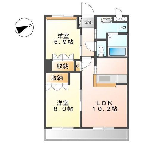 FUJI BELLE・MAISON(2LDK/1階)の間取り写真