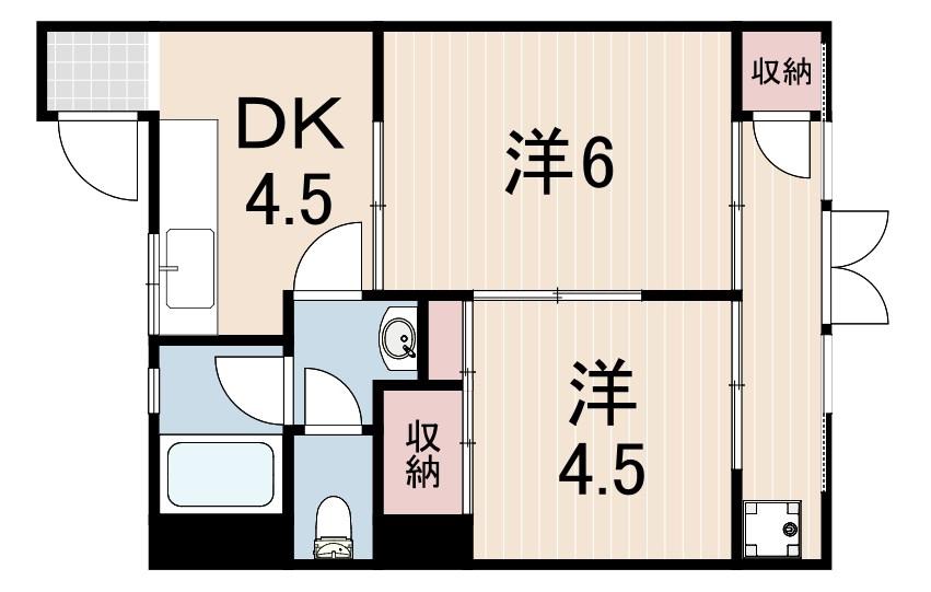 ラ・ポール伊丹(2K/3階)の間取り写真