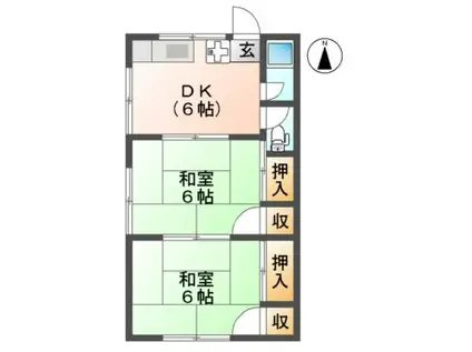 ウェルカムホームイースト(2DK/1階)の間取り写真
