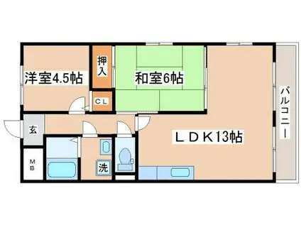 クレール塩屋(2LDK/3階)の間取り写真