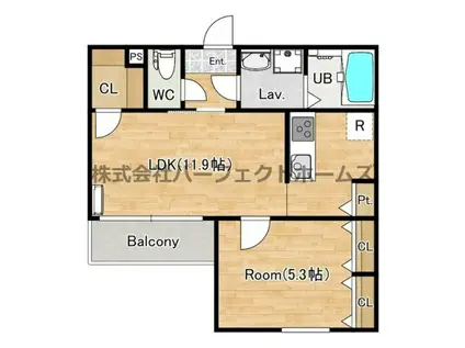 シエーナ楠葉ジュミオス(1LDK/1階)の間取り写真