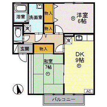 コンフォール21(2DK/2階)の間取り写真