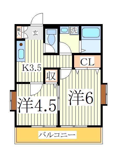 ティアラK-III(2K/2階)の間取り写真