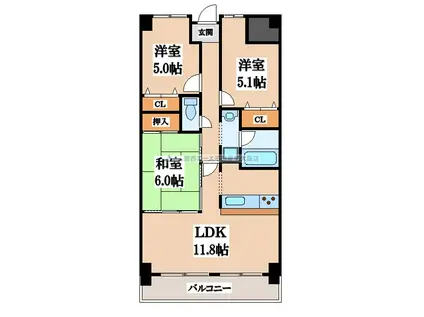 プランテーム吉田(3LDK/6階)の間取り写真