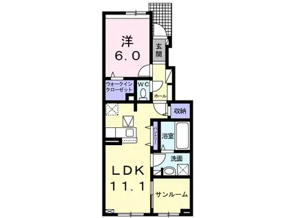 ワイレアII(1LDK/1階)の間取り写真