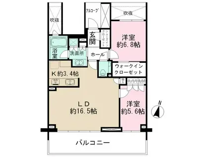 本郷パークハウス ザ・プレミアフォート(2LDK/7階)の間取り写真