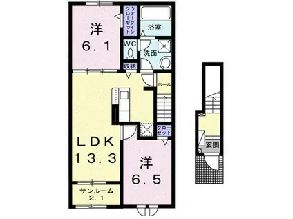 アナザースカイI(2LDK/2階)の間取り写真