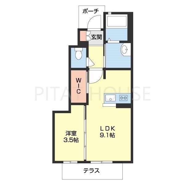 サンメゾン紀三井寺(1LDK/1階)の間取り写真