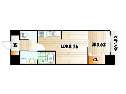 エルザグランツ黄金(1LDK/6階)の間取り写真