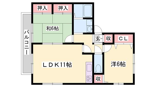 ウィズコート(2LDK/2階)の間取り写真