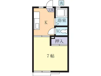 アリス洞峰(1K/1階)の間取り写真