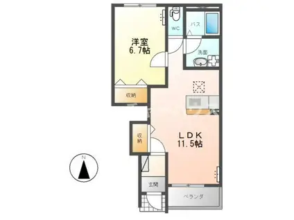 キャトルビアン(1LDK/1階)の間取り写真