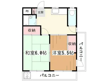 コーポ中宿(2K/3階)の間取り写真