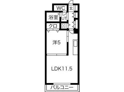 アウローラ泉(1LDK/9階)の間取り写真