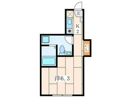 レ・ゼール3(1K/2階)の間取り写真