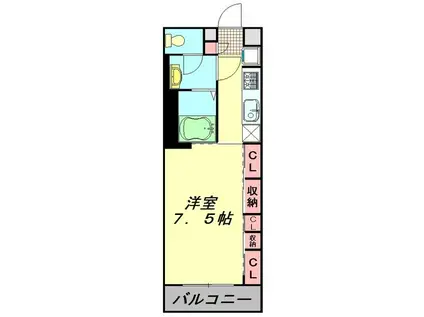 リブリ・霞ヶ関(1K/1階)の間取り写真