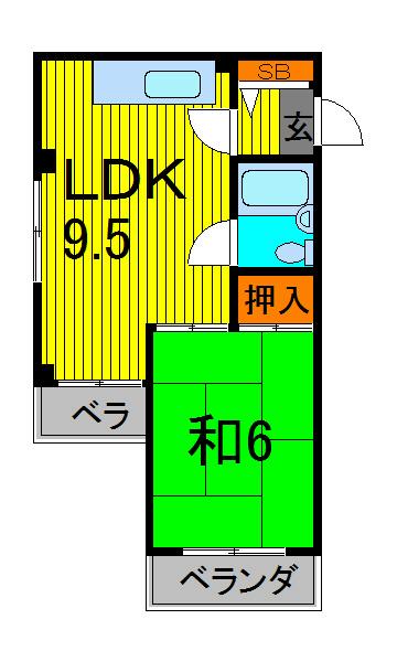 ヒロイトビル(1LDK/4階)の間取り写真