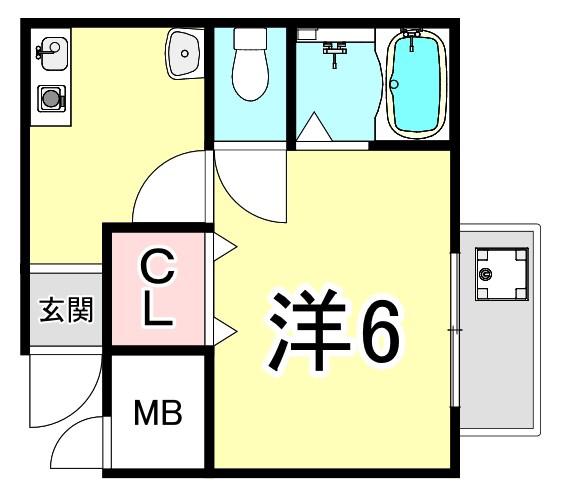 シャンラヴィヌ(1K/1階)の間取り写真