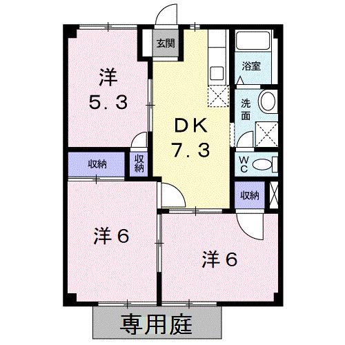 アーバンハウスII(3DK/1階)の間取り写真