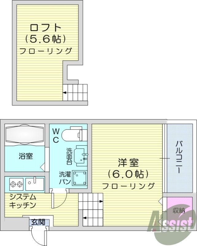 STAGE荒巻(1K/1階)の間取り写真