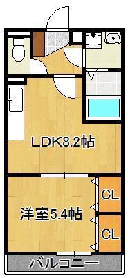 アンプルールクラージュコルザ(1LDK/2階)の間取り写真