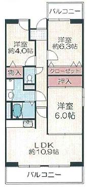 シャルル津田(3LDK/5階)の間取り写真