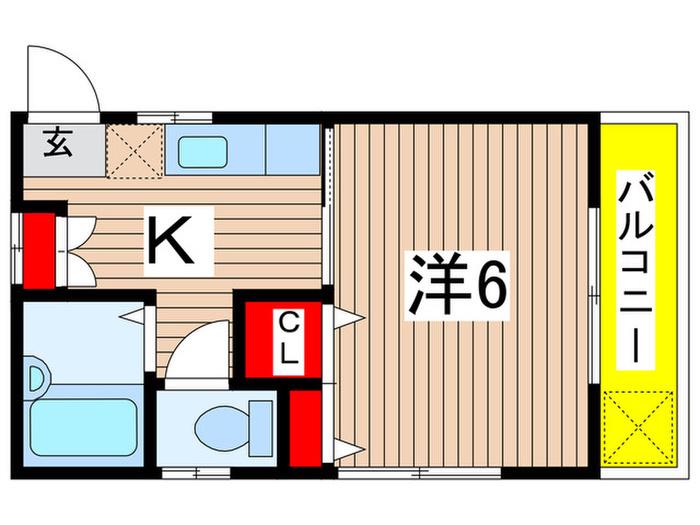 ベルゾーネ橋本II(1K/2階)の間取り写真