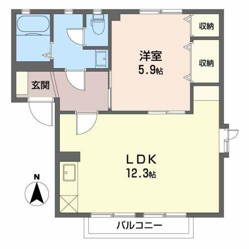 フレッシュタウンNG III(1LDK/1階)の間取り写真