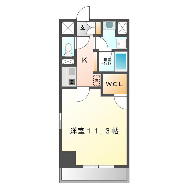 アスピラシオン名駅(1K/3階)の間取り写真