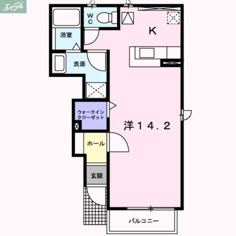 OAZO B(ワンルーム/1階)の間取り写真