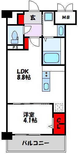 アルナージ エッジ(1LDK/4階)の間取り写真