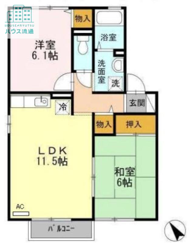 セジュール宮小路A(2LDK/2階)の間取り写真