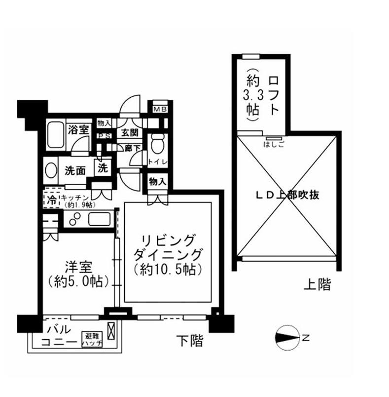 レジディア新宿イーストII(1LDK/10階)の間取り写真