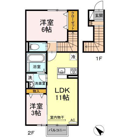 ベルタ7(2LDK/2階)の間取り写真