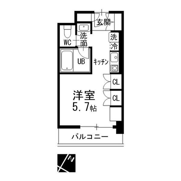 RITZY本山(1K/3階)の間取り写真
